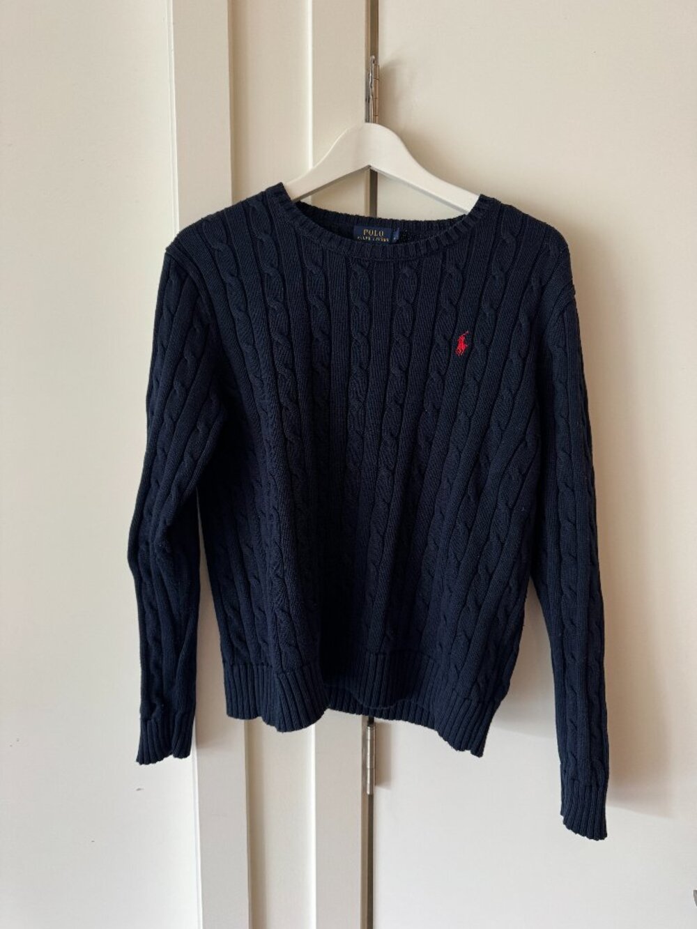 POLO RALPH LAUREN CREW NECK CABLE KNIT 100% COTTON SWEATER SIZE LARGE